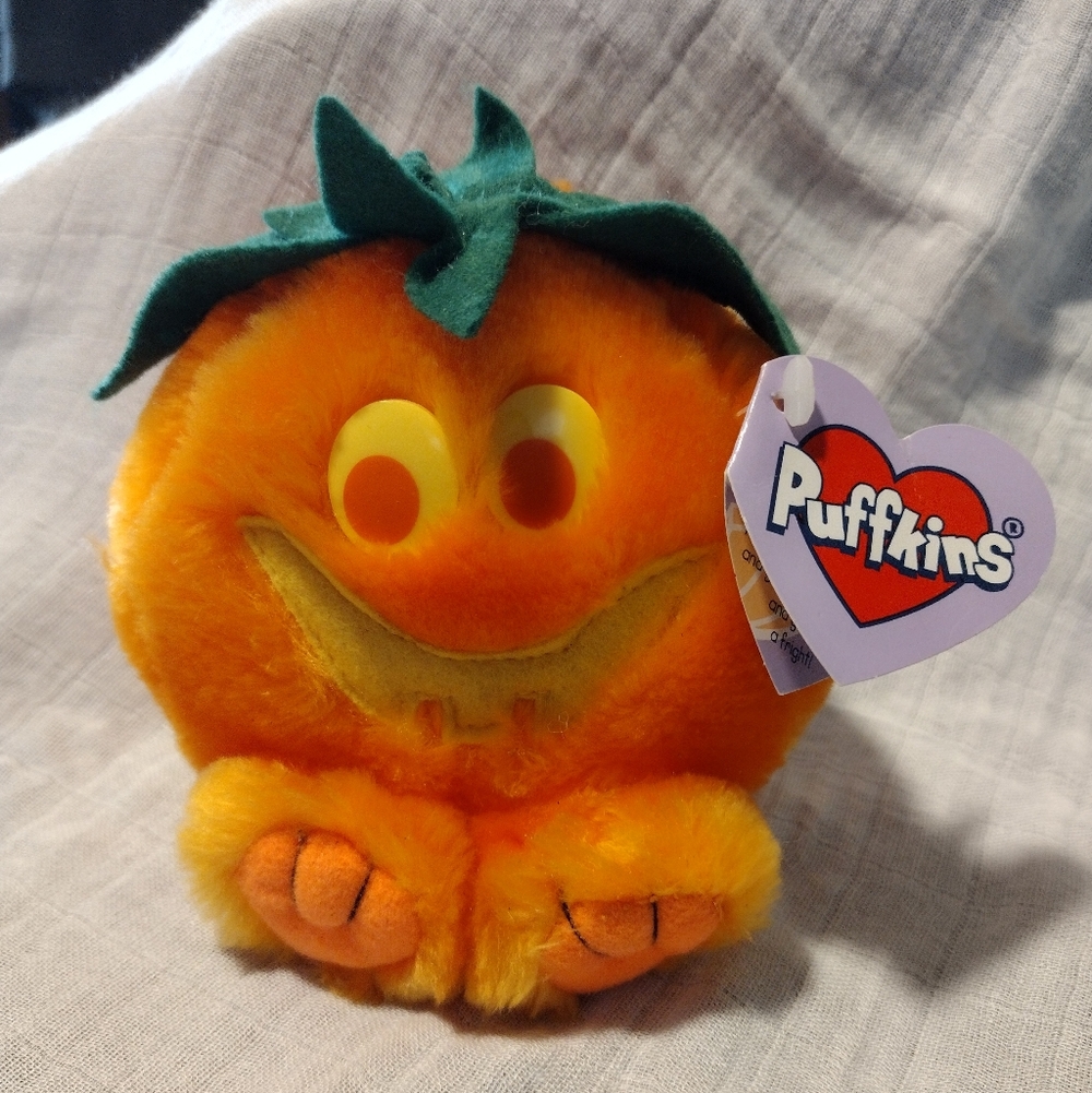 SWIBCO Puffkins Vintage 1990s "Jack" Pumpkin Jack O Lantern Plush